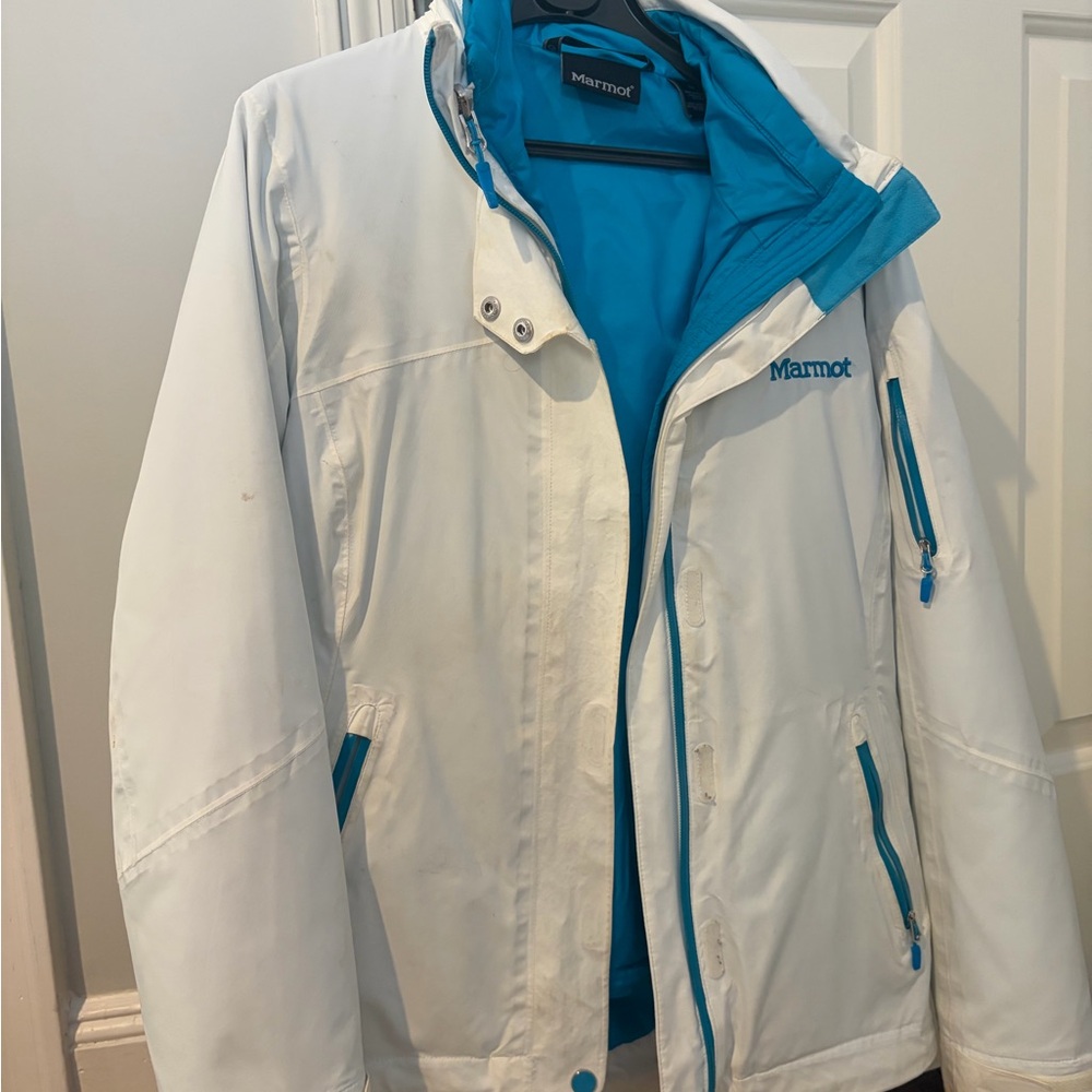 Marmot Snow White and Sky Blue Jacket
